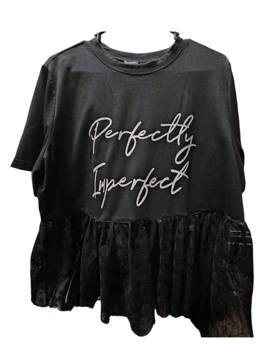 SHEIN Black "Perfectly Imperfect" Peplum Tee